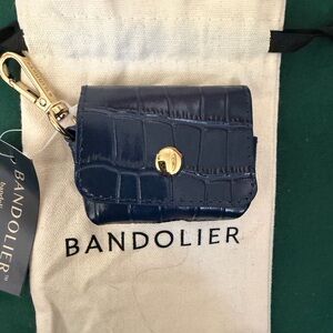 NWT Bandolier Navy Croc AirPods Case with Gold Clip